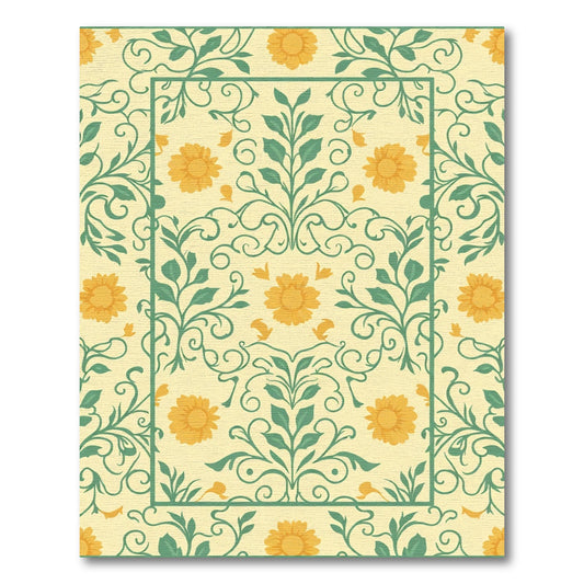 Vintage Yellow Floral Vine Rug