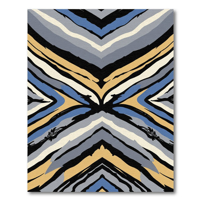 Bold Yellow Blue Gray Chevron Stripes Rug