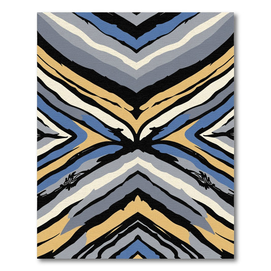 Bold Yellow Blue Gray Chevron Stripes Rug