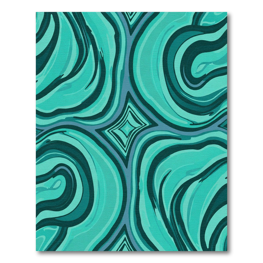 Turquoise Swirl Diamond Abstract Rug