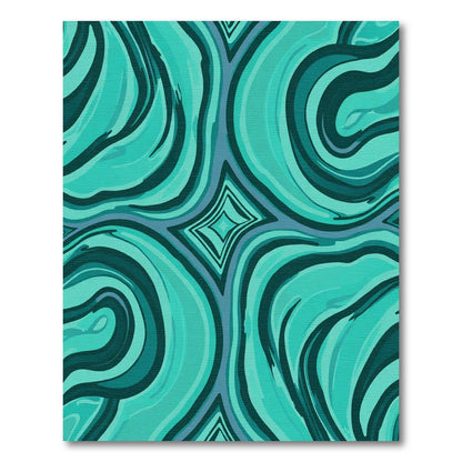 Turquoise Swirl Diamond Abstract Rug