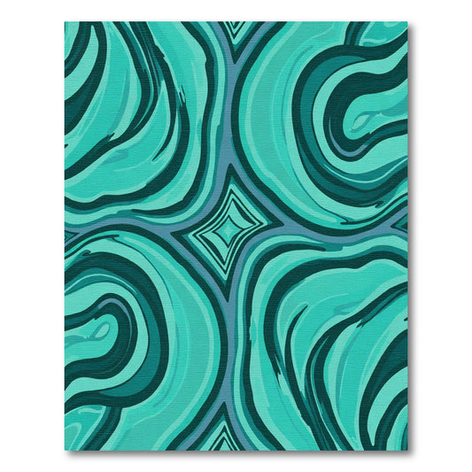 Turquoise Swirl Diamond Abstract Rug