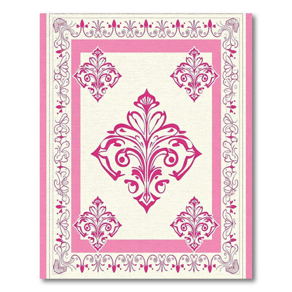 Pink Baroque Floral Medallion Rug