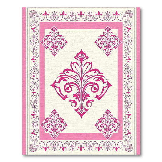 Pink Baroque Floral Medallion Rug