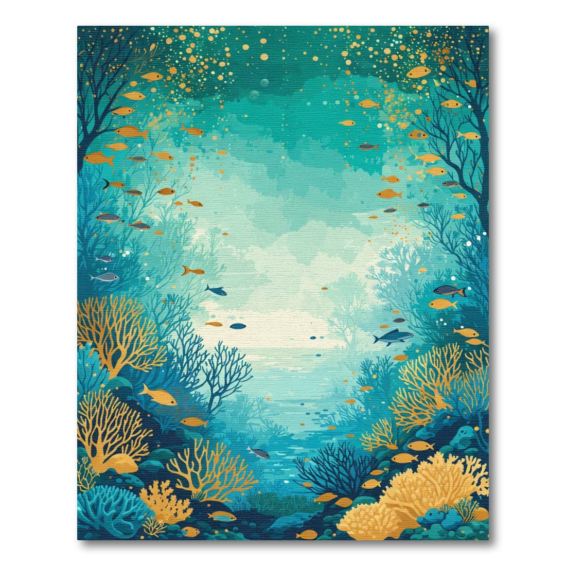 Aqua Blue Coral Fish Swirl Rug