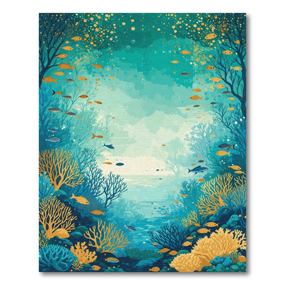 Aqua Blue Coral Fish Swirl Rug
