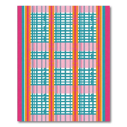 Bright Pink Teal Orange Plaid Rug