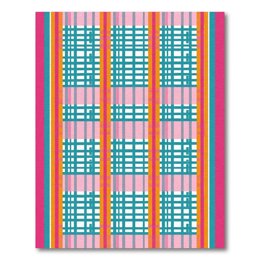 Bright Pink Teal Orange Plaid Rug