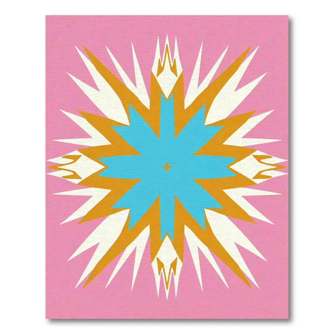 Pink Sunburst Geometric Mid Century Rug
