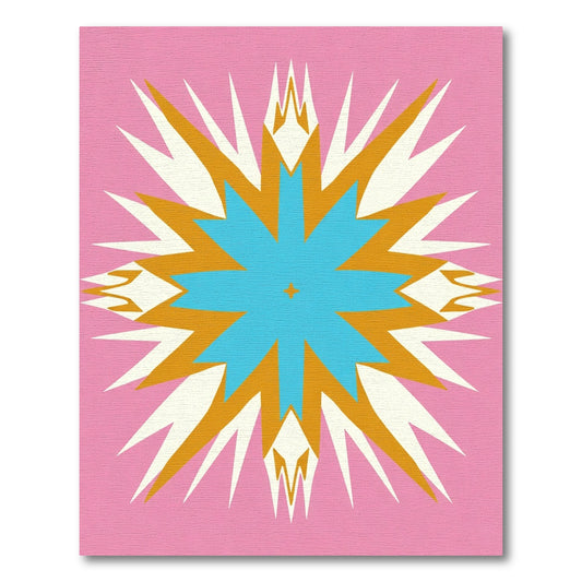 Pink Sunburst Geometric Mid Century Rug