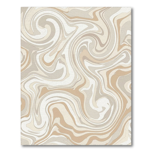 Beige Neutral Swirl Abstract Area Rug