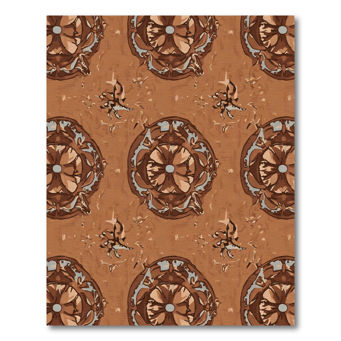 Earthy Brown Toned Floral Medallion Rug