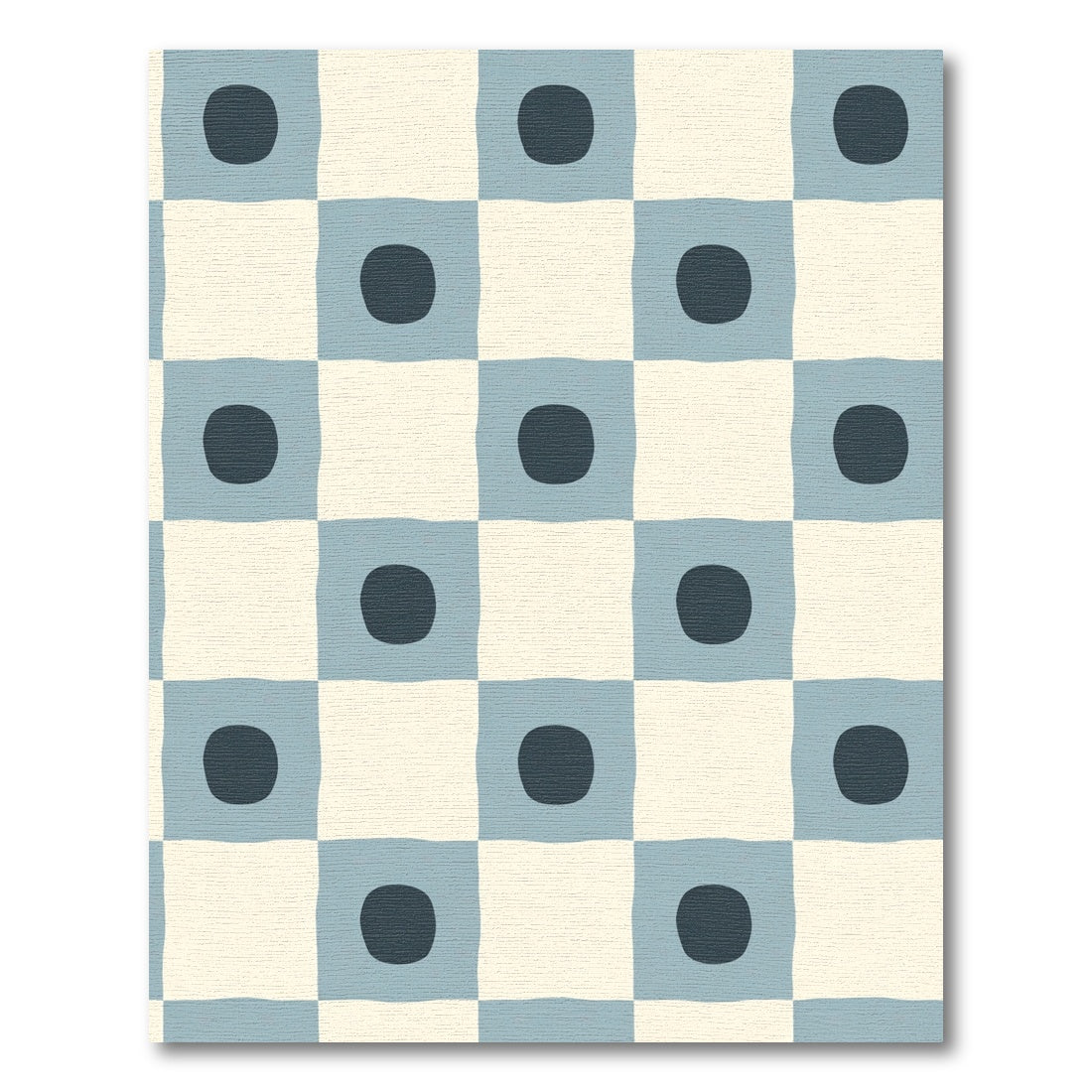 Soft Blue Checkerboard Dot Rug