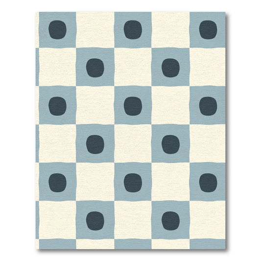 Soft Blue Checkerboard Dot Rug
