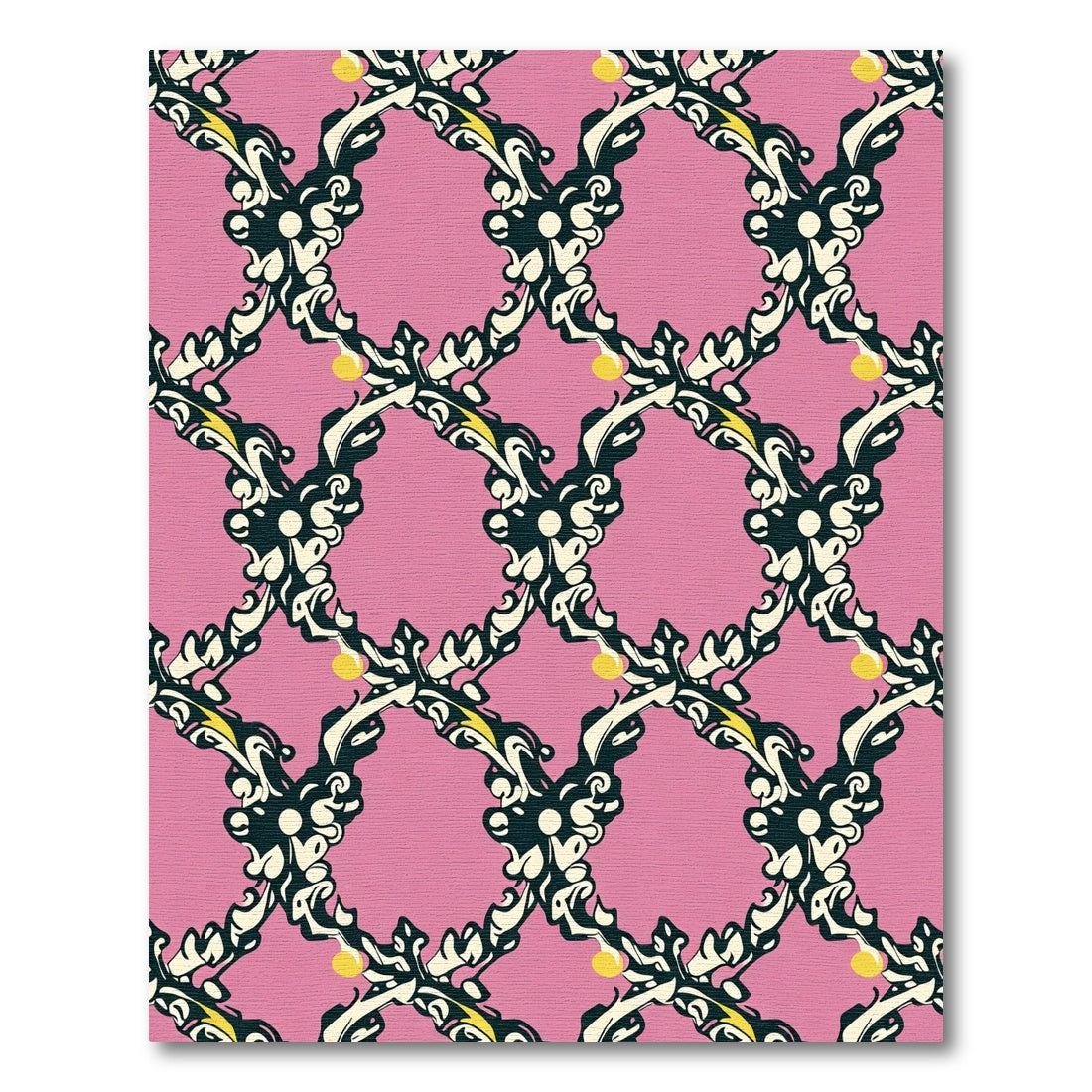 Pink Baroque Swirl Filigree Rug