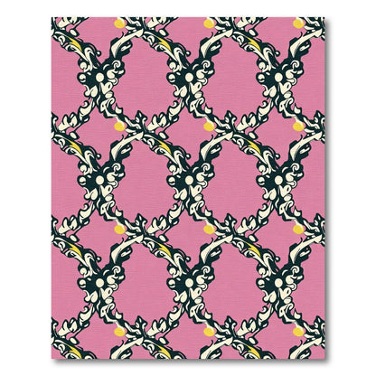 Pink Baroque Swirl Filigree Rug