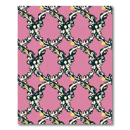 Pink Baroque Swirl Filigree Rug