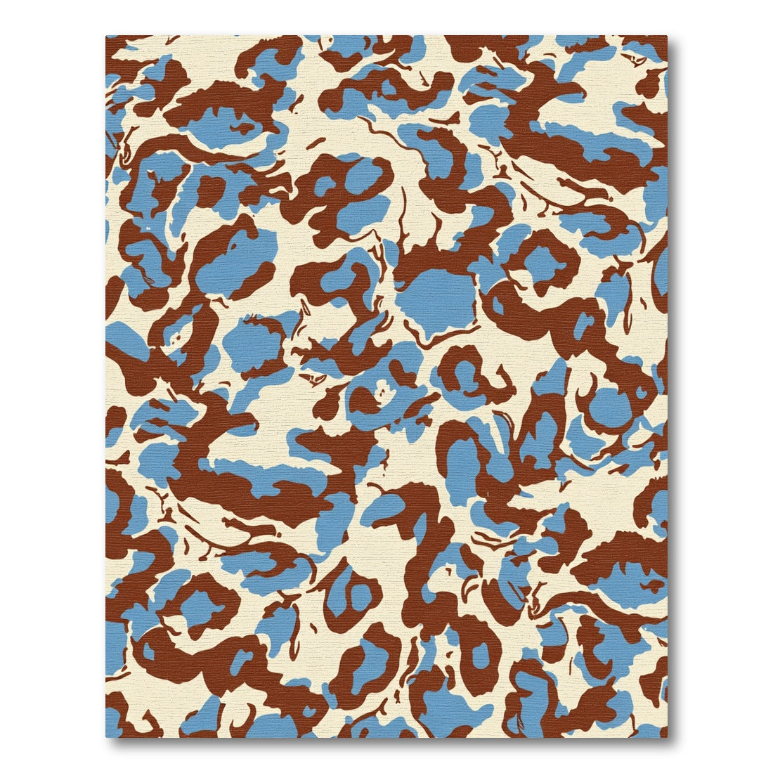 Ecru Blue Brown Abstract Splatter Rug
