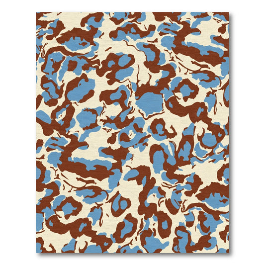 Ecru Blue Brown Abstract Splatter Rug