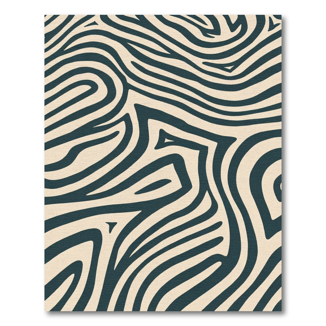 Dark Green Curving Stripe Abstract Rug