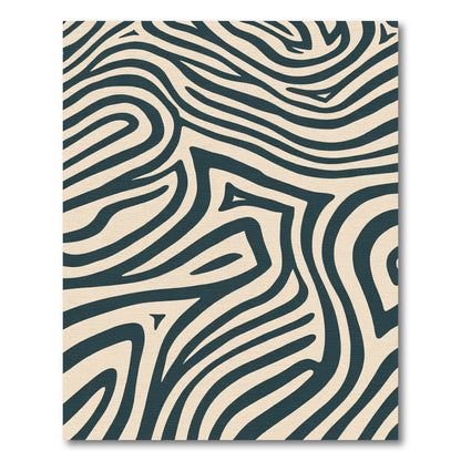Dark Green Curving Stripe Abstract Rug