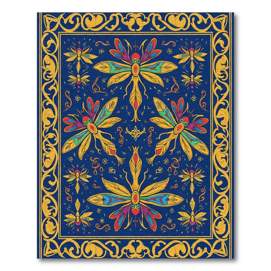 Colorful Dragonfly Garden Border Rug