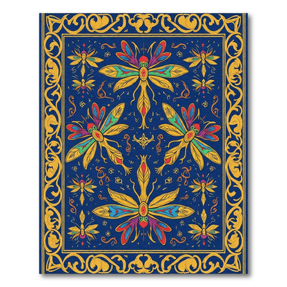 Colorful Dragonfly Garden Border Rug