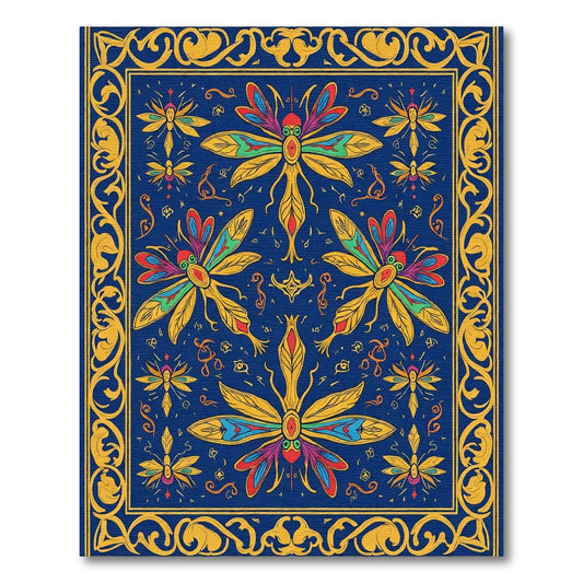 Colorful Dragonfly Garden Border Rug