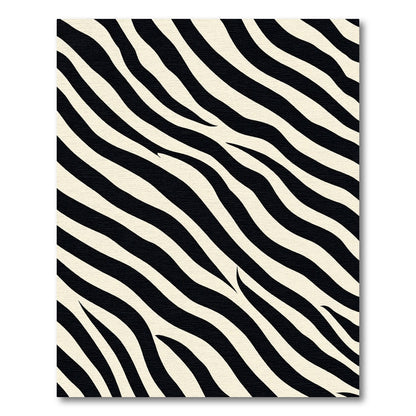 Bold Black Cream Stripe Wave Rug