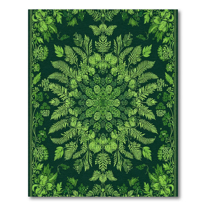 Lush Emerald Green Botanical Mandala Rug