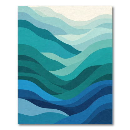 Oceanic Teal Blue Wave Layers Rug