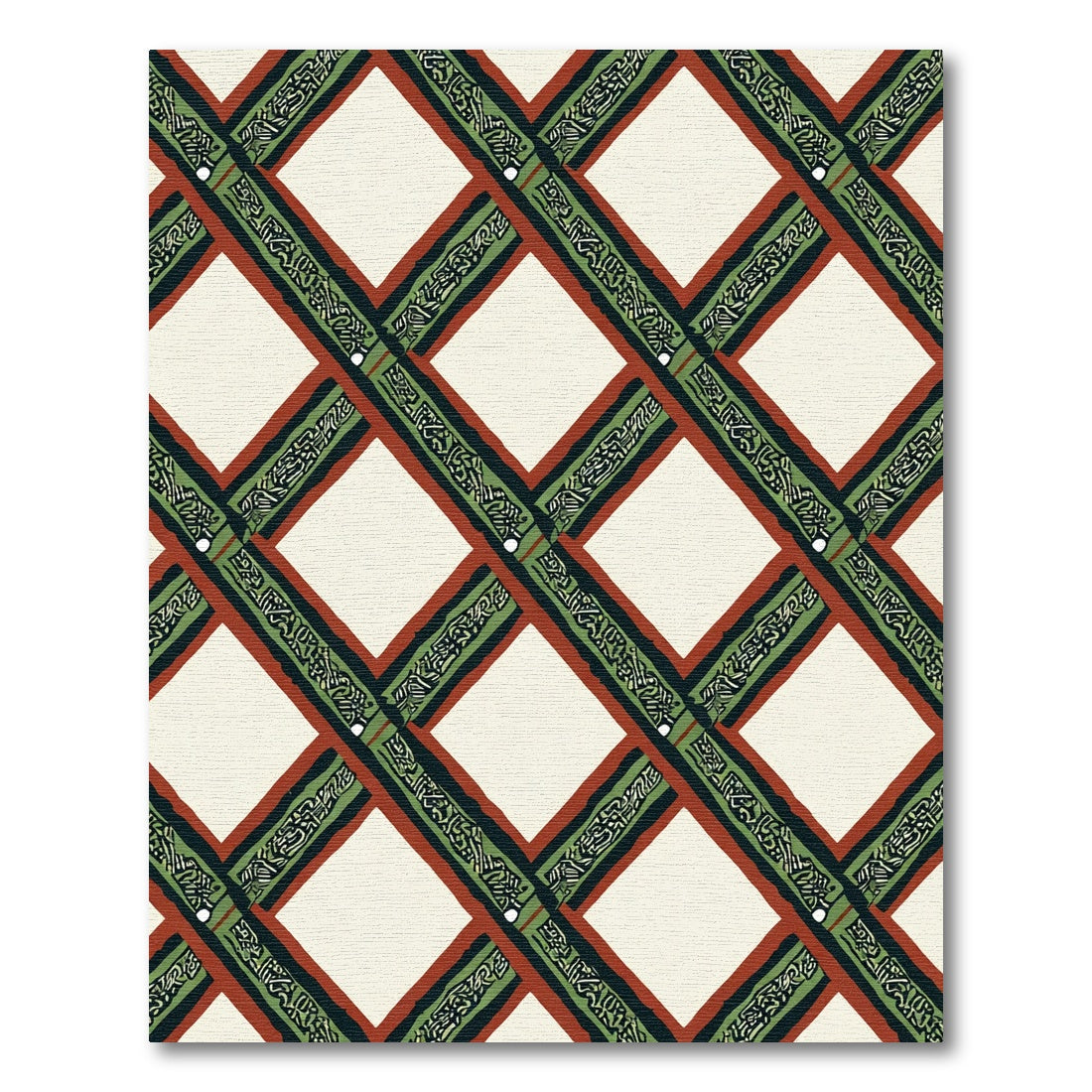 Terra Cotta Green Lattice Rug