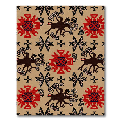 Earthy Red Tribal Animal Medallion Rug