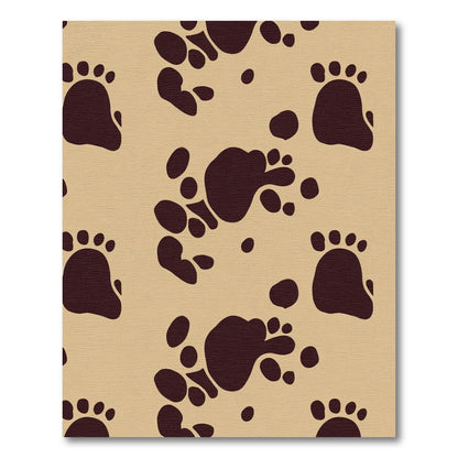 Deep Brown Paw Prints Throughout Rug