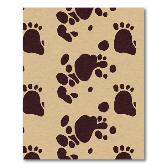 Deep Brown Paw Prints Throughout Rug