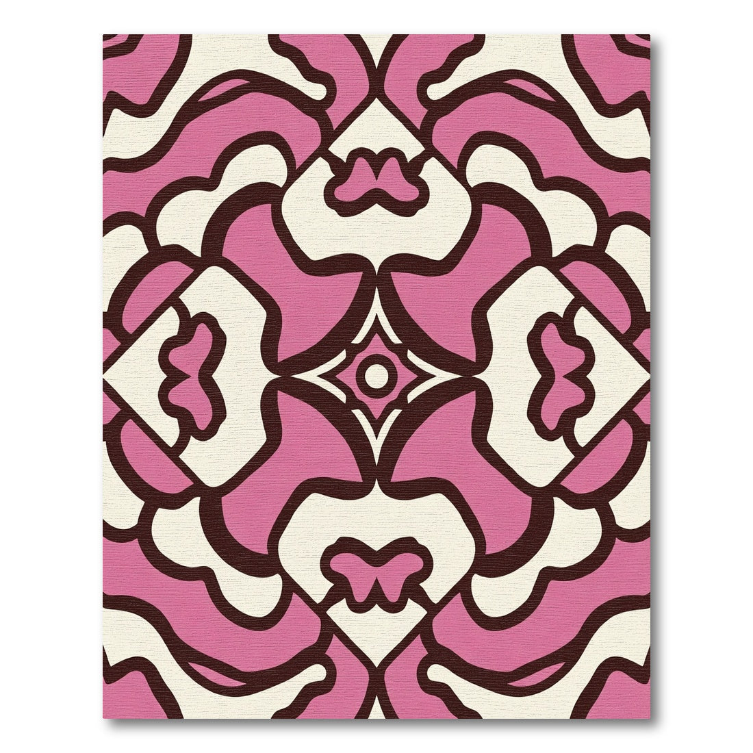 Mid-century Pink Cream Abstract Floral Rug
