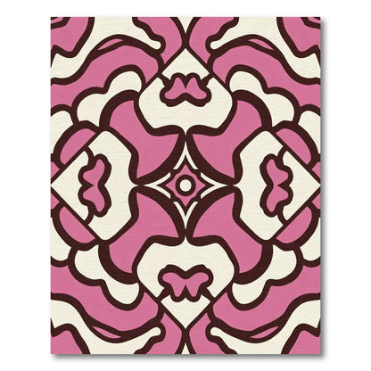 Mid-century Pink Cream Abstract Floral Rug
