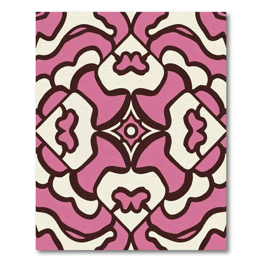 Mid-century Pink Cream Abstract Floral Rug