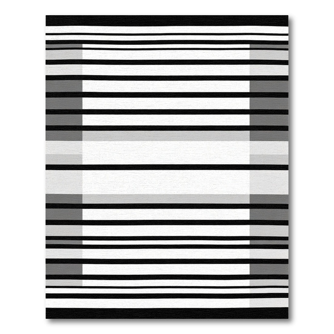 Contemporary Black White Horizontal Stripes Rug