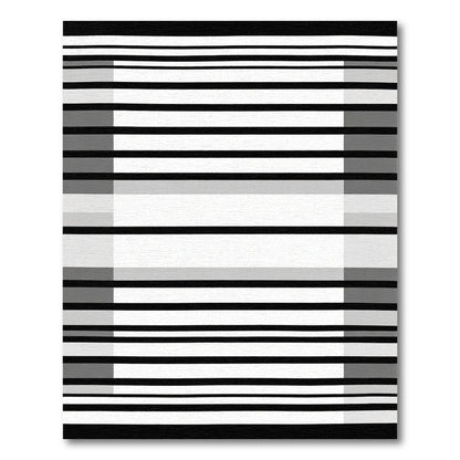 Contemporary Black White Horizontal Stripes Rug