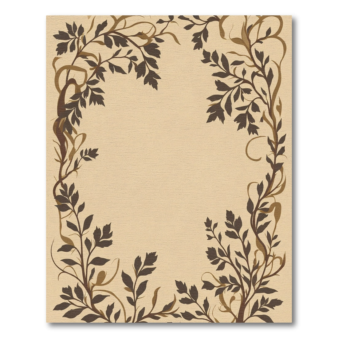 Earthy Tones Ornate Leaf Branches Rug