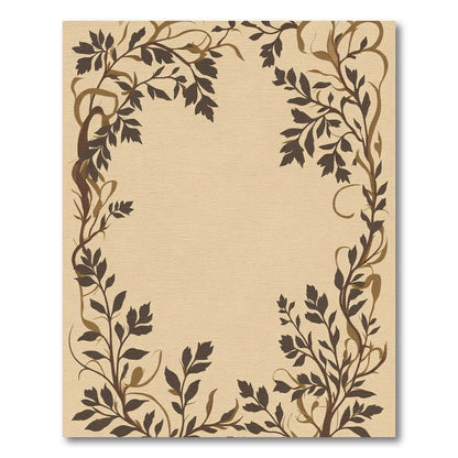 Earthy Tones Ornate Leaf Branches Rug