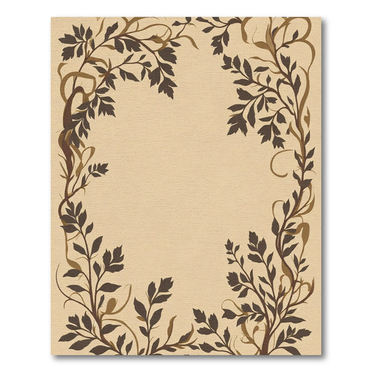Earthy Tones Ornate Leaf Branches Rug