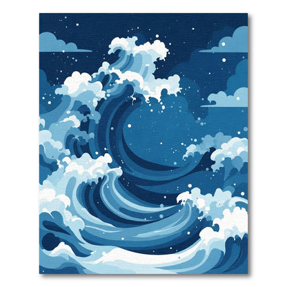 Deep Blue Oceanic Wave Crest Rug