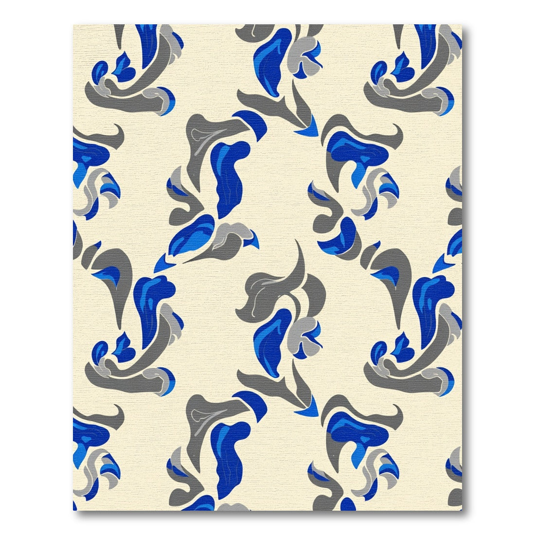 Abstract Blue Gray Swirls Cream Rug