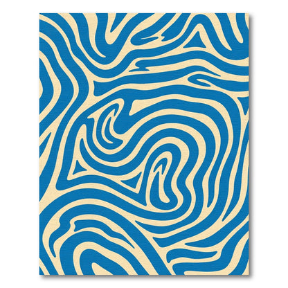 Blue Cream Swirl Abstract Flow Rug