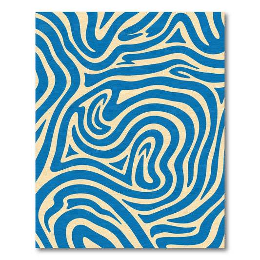 Blue Cream Swirl Abstract Flow Rug