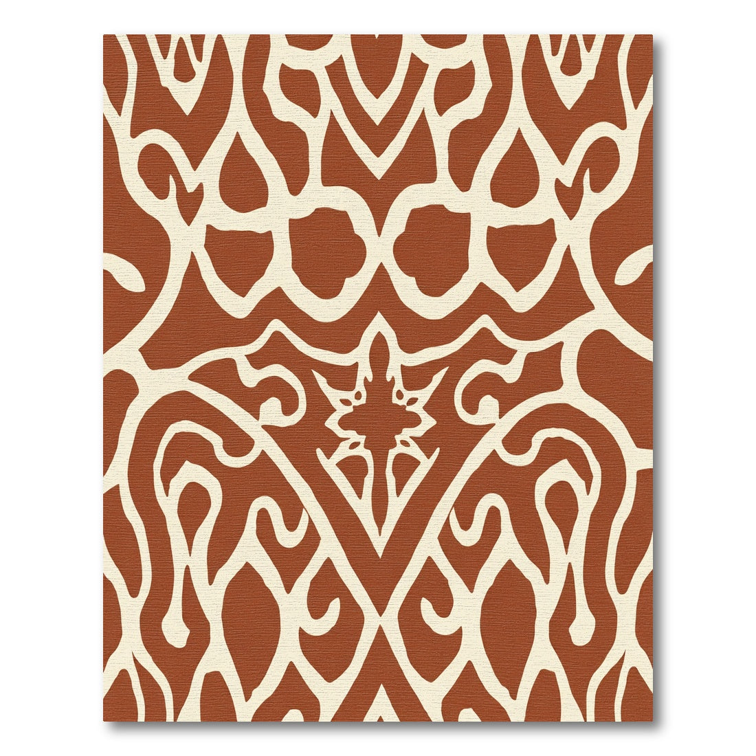 Terracotta And Cream Scrollwork Medallion Rug