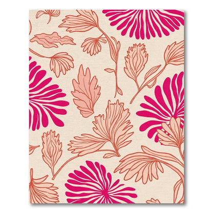 Vibrant Pink Coral Botanical Leaf Rug