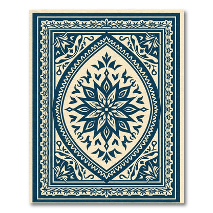 Navy Blue Floral Mandala Rug